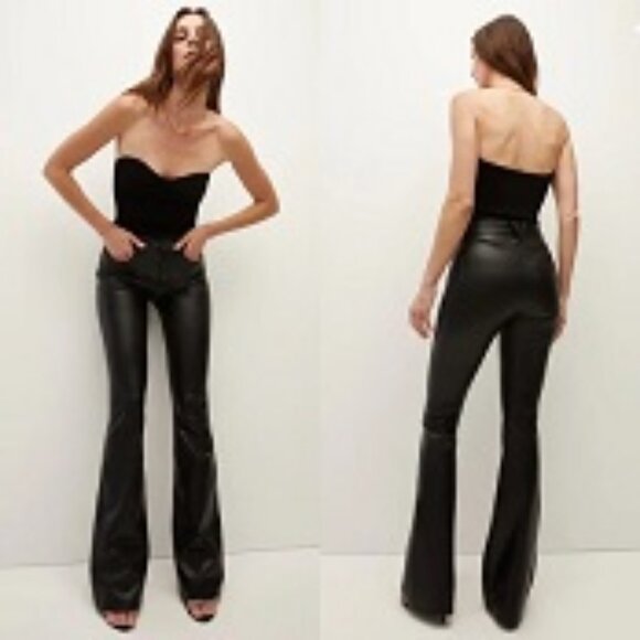 Veronica Beard Denim - Womens Veronica Beard Beverly Skinny Flare Brown Faux Leather Jeans 30